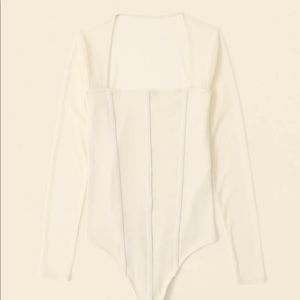 Long-Sleeve Mesh Corset  bodysuit